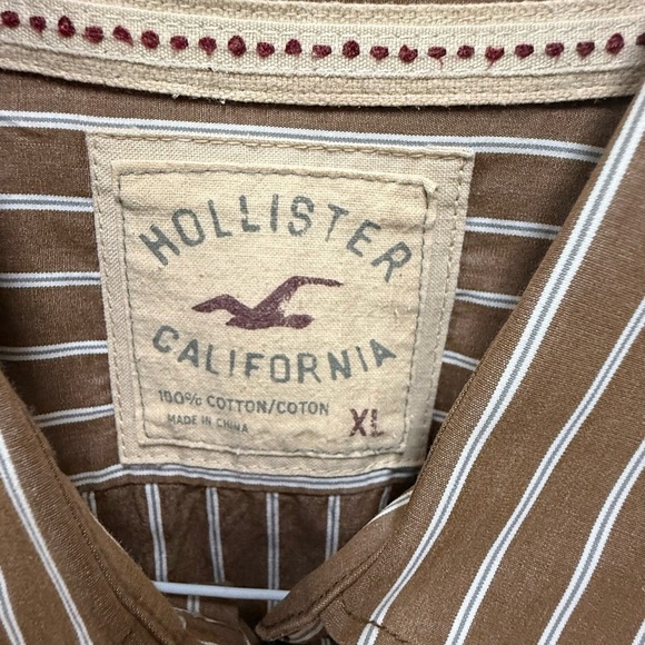 Hollister Brown and White Striped Casual Shirt - Picture 7 of 7